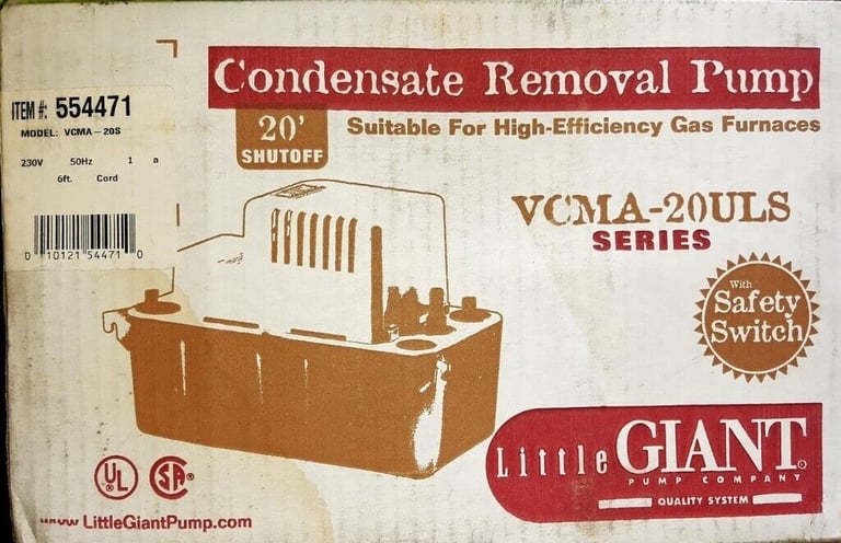 (Brand New) PUMP CONDENSATE REMOVAL PUMP LITTLE GIANT PUMP COMPANY £45