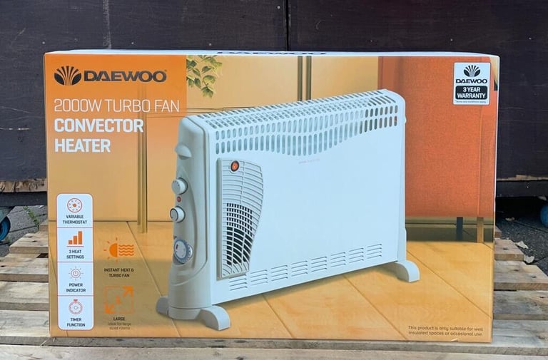 image for Convector Heater Turbo Fan 3 heat settings Daewoo