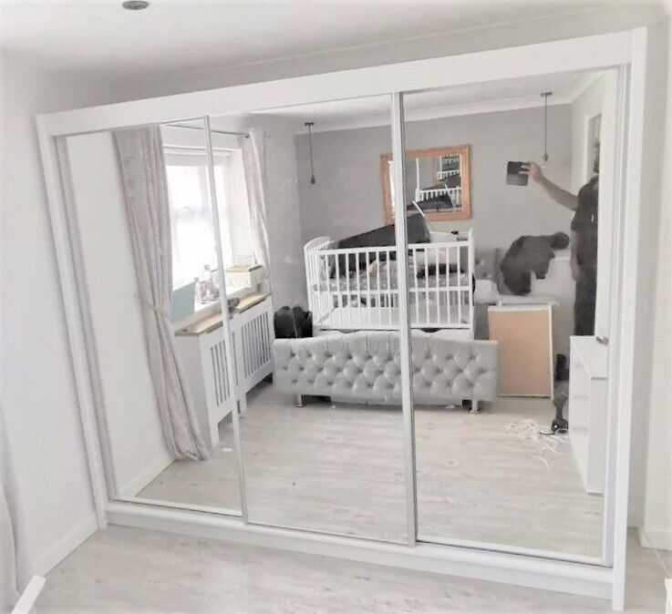 ⭐HOT SALE⭐Brand New Chicago 3/2 Doors Sliding Wardrobe High Gloss or Matte Finish with Mirrors