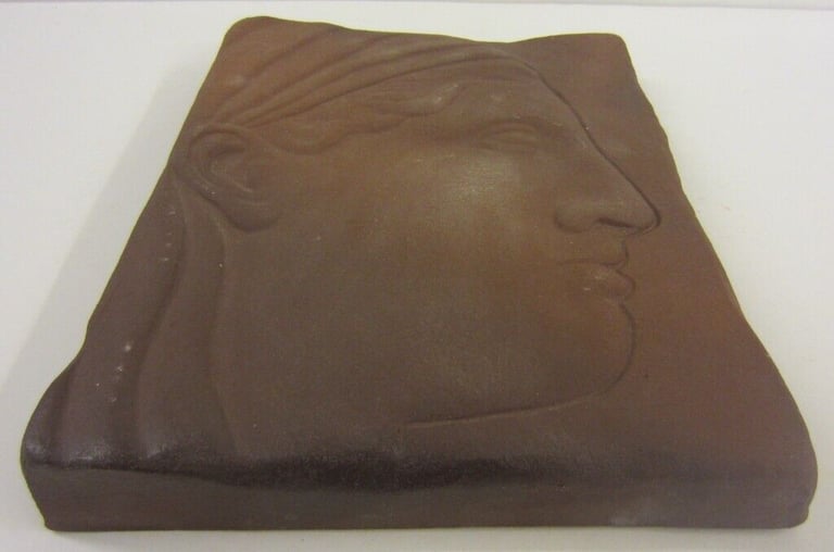 Classical Greek Inspired 'Woman with Head Scarf' / Dark Pottery Wall Tile