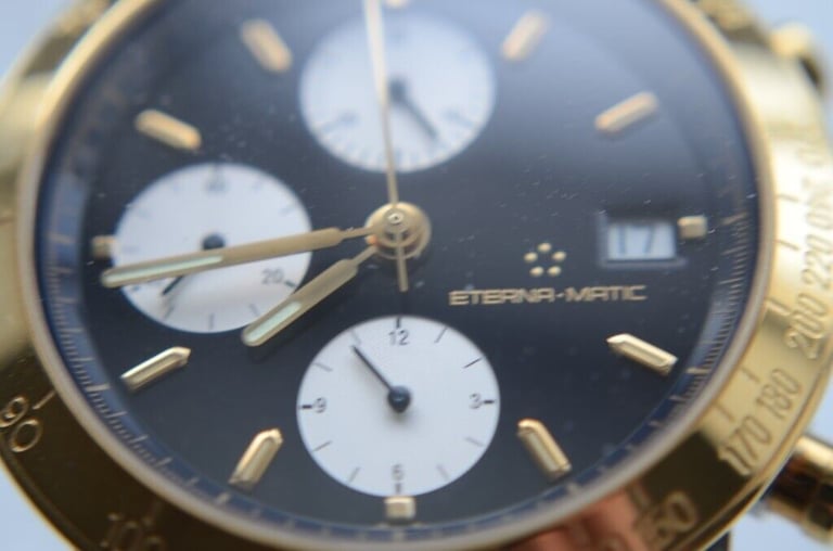 Eterna 1856  Kontiki automatic mechanical chronograph wristwatch-new old -Val 7750 - '90s - Bi-metal