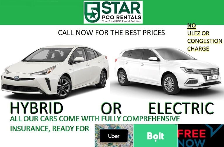 RENT UBER READY PCO TOYOTA PRIUS HYBRID OR MG FULL ELECTRIC Inc Fully Comp Insurance (Ley)