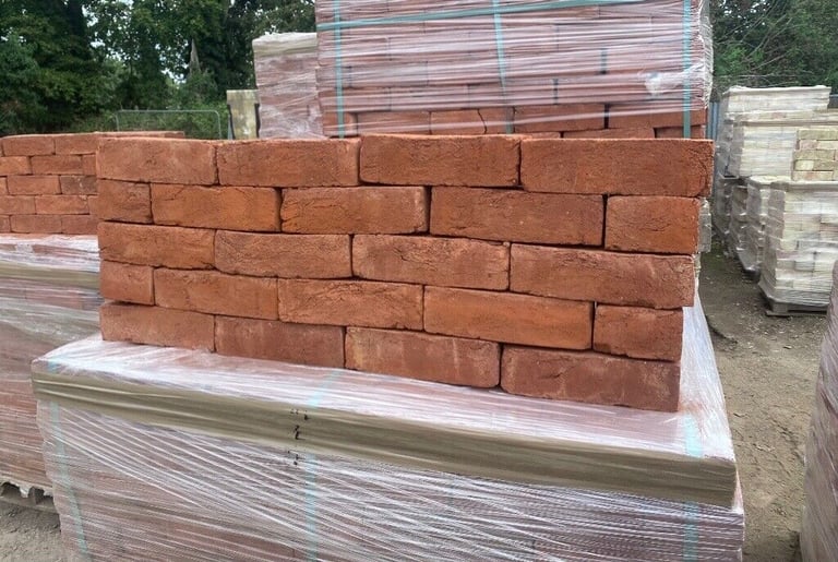 image for 68MM IMPERIAL SIZED HANDMADE SOFT RED MULTI STOCK BRICKS - LARGE STOCK.