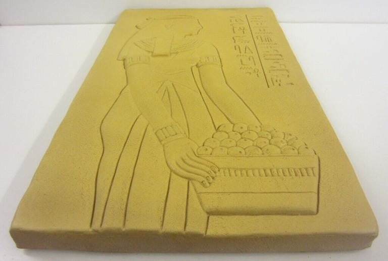 Pair of Large Ancient Egyptian Inspired Male & Female Pottery Tiles