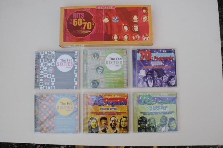 image for Compilation Of Six CDs Of 1960’s And 1970’s Popular Music Hit Tracks.  Unused. Retro Vintage