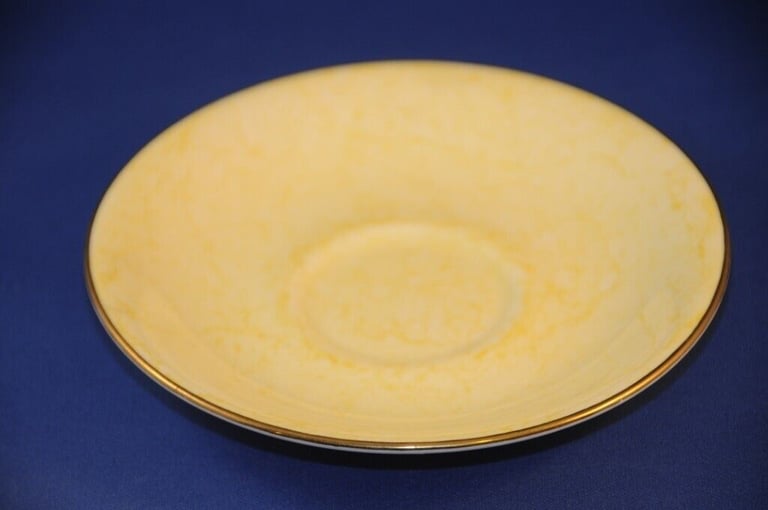 image for Vintage Royal Albert Bone China Harlequin Tea Set Yellow Marbled Gossamer Saucer. Replacement China
