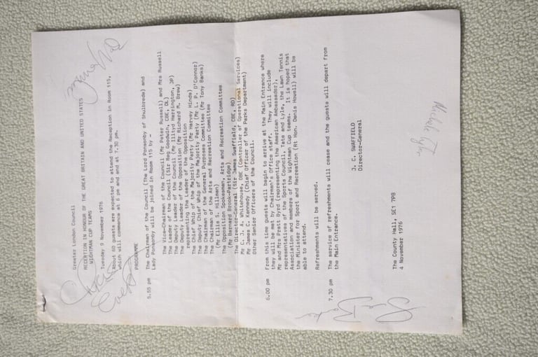 image for Autographs Of Tennis Stars Sue Barker, Chris Evert, Virginia Wade, Michelle Tyler From 1976. VGC