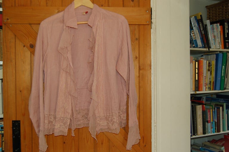 image for  7 Seven pink long sleeved blouse with frills size 14/16 
