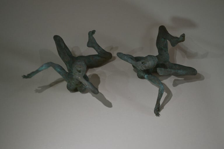 Faux bronze naked/ wrestling ladies.....