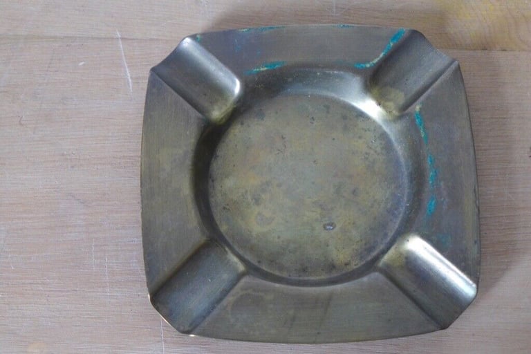 Collectible / Collectable: two matching, vintage, brass ashtrays ash trays.