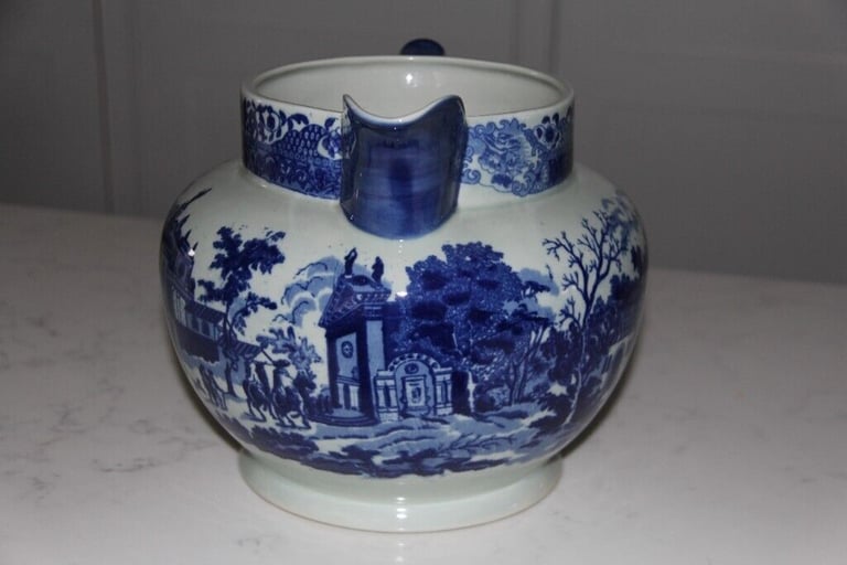 Large blue & white china jug