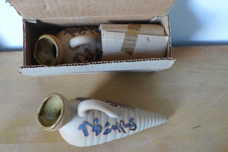 A Pair of Unusual, 1970s-Vintage, Japanese, Ceramic / Pottery Sake Pitchers / Serving Bottles.