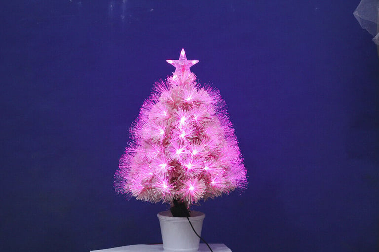 New 2 Feet PINK Fibre Optic & Led Artificial Christmas Tree Xmas Decoration Flashing Star Lights