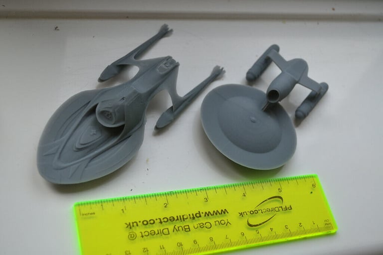 Small fleet of Star Trek ships, Enterprises + Phoenix Resin Printed