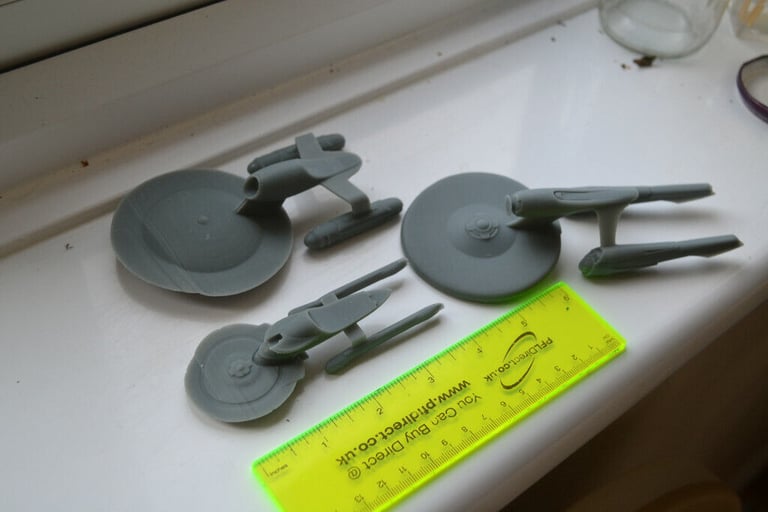 Small fleet of Star Trek ships, Enterprises + Phoenix Resin Printed