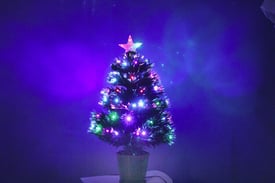 New 2 Feet GREEN Fibre Optic & Led Artificial Christmas Tree Xmas Decoration Flashing Star Lights