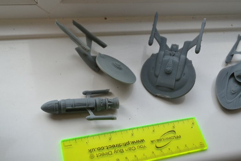 Small fleet of Star Trek ships, Enterprises + Phoenix Resin Printed