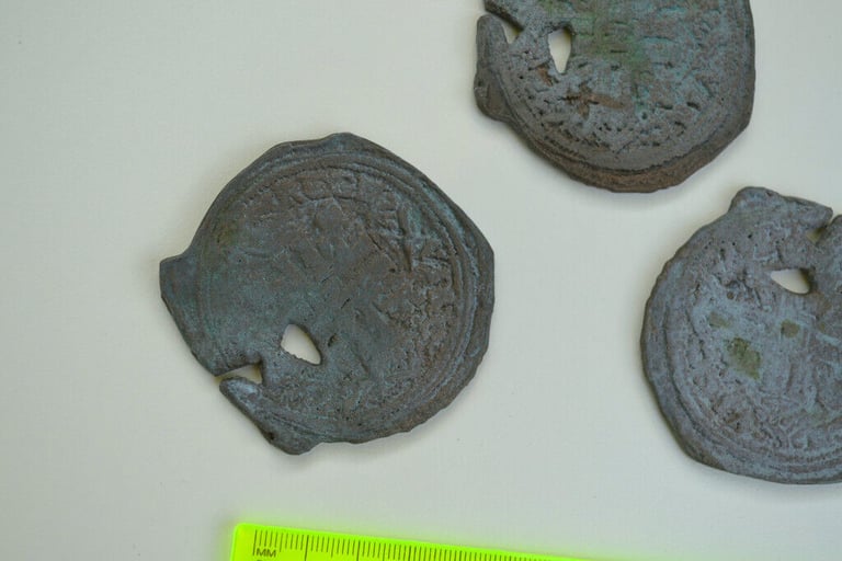 3 X Goonie coins, Dabloons/ Doubloons, reproduction aged effect