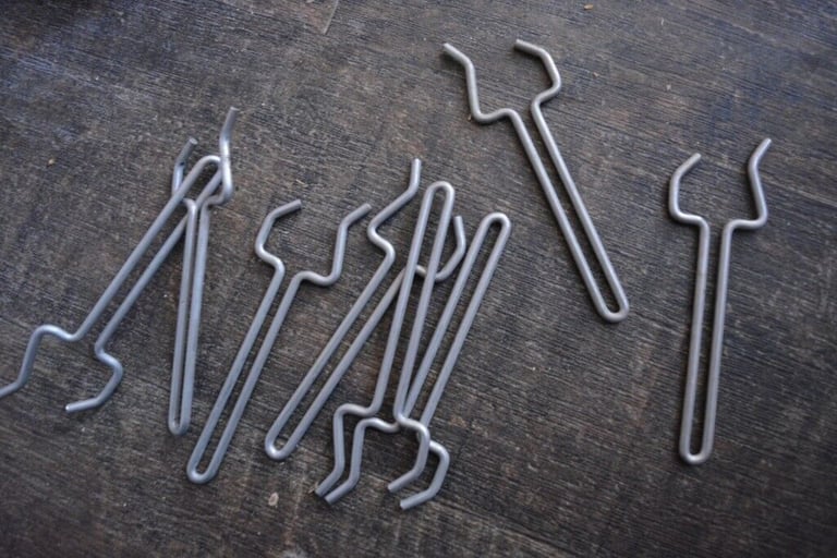 image for METAL PEGBOARD DISPLAY HOOKS, SHOP BOARD PEGS, SPACED, RACK HOLDERS