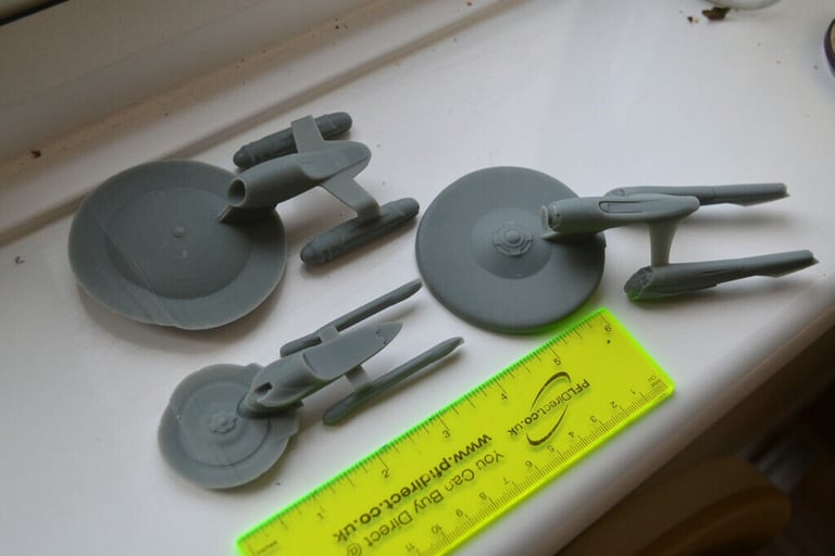 Small fleet of Star Trek ships, Enterprises + Phoenix Resin Printed