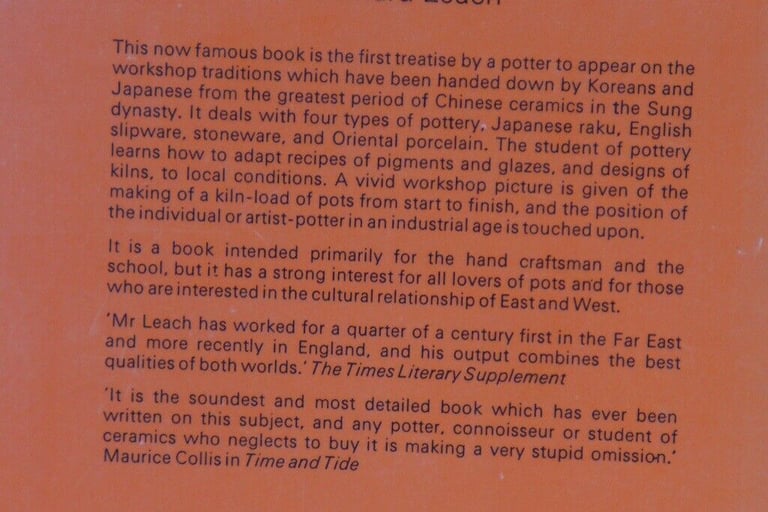 BERNARD LEACH A Potter’s Book. 1976 paperback edition. A must have book for all students of pottery.