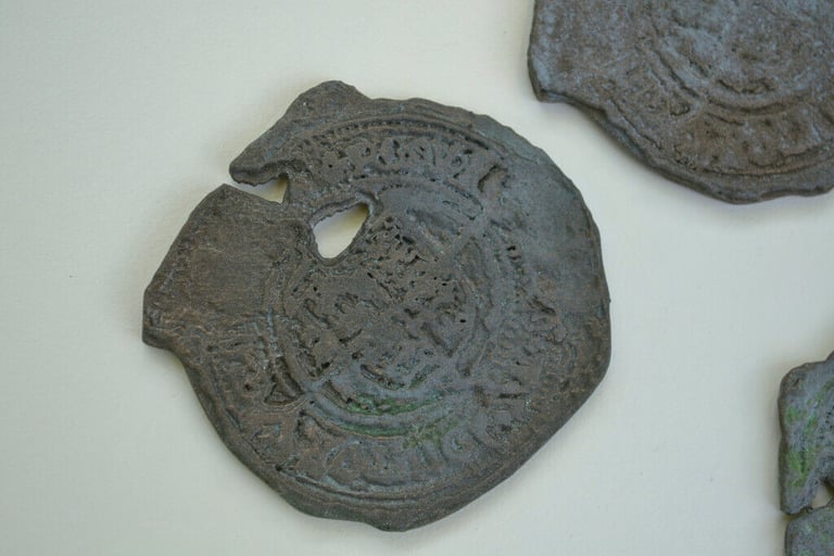 3 X Goonie coins, Dabloons/ Doubloons, reproduction aged effect