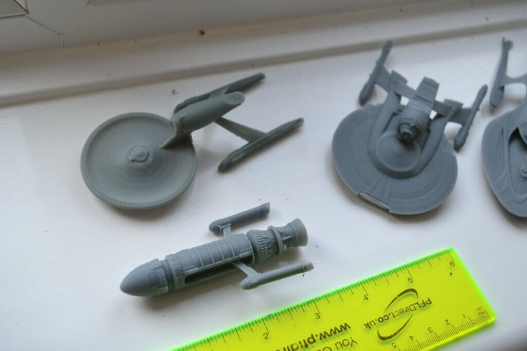 Small fleet of Star Trek ships, Enterprises + Phoenix Resin Printed