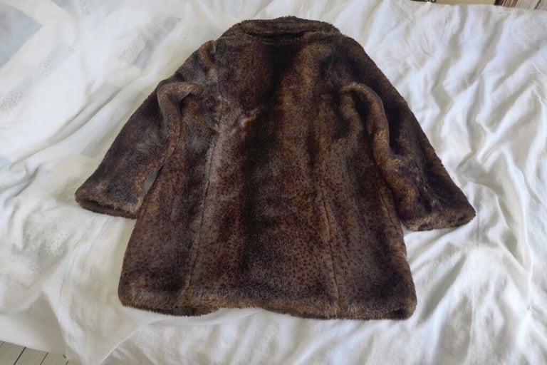 M&S Marks & Spencer faux fur short coat / long jacket. Size 12. As new. Worn only a couple of times.