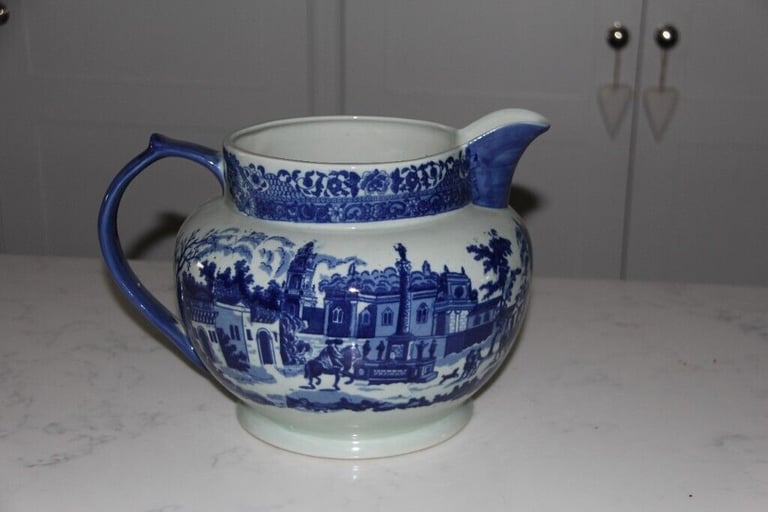 Large blue & white china jug