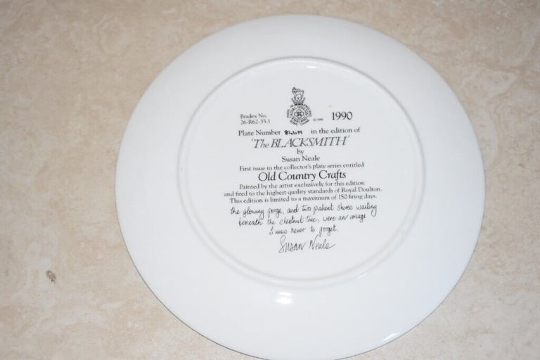 Royal Doulton Collectors Plate by Susan Neale 'the Blacksmith'