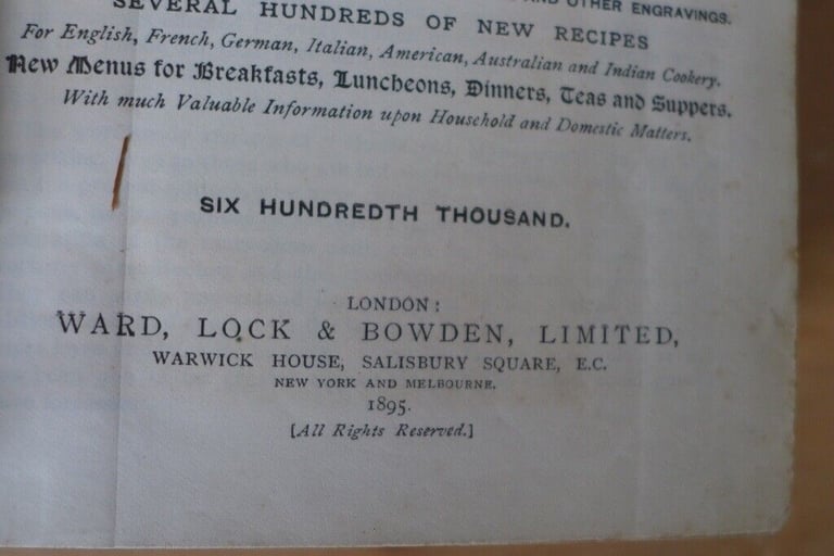 Collectible/collectable: 1895 antique copy of Mrs Beeton’s Household Management.