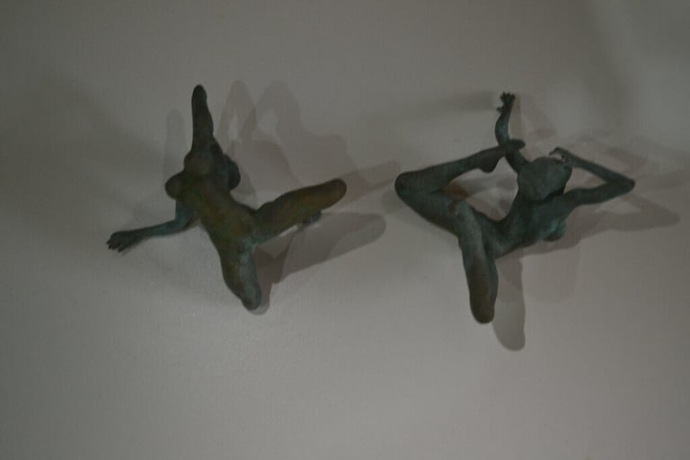 Faux bronze naked/ wrestling ladies.....