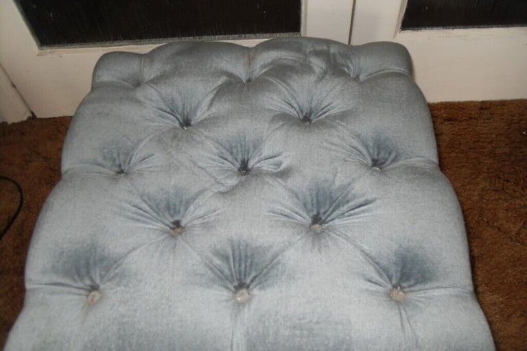 Lovely Clean Blue Velour Pouffe with Storage Space - £40