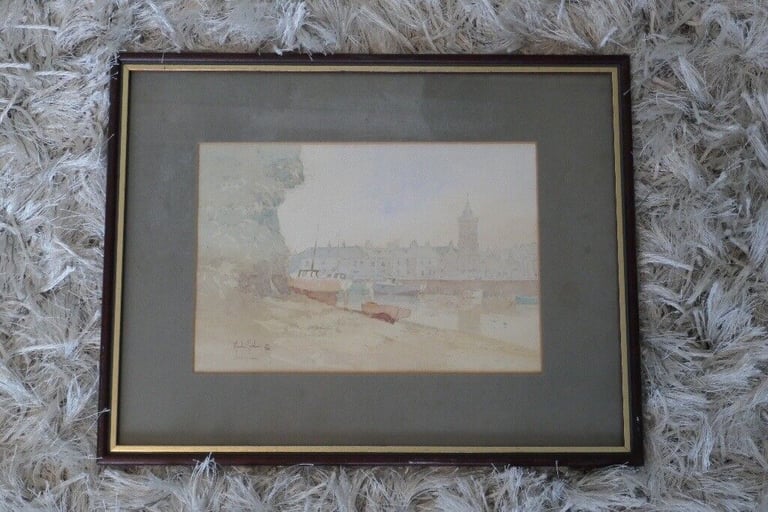 An original hand painted Lithoprint of Lympstone, East Devon