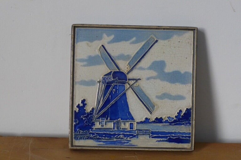 image for COLLECTOR’S ITEM: VINTAGE 1940s WESTRAVEN UTRECHT CLOISONNE/CERAMIC/PORCELAIN WALL TILE from Holland