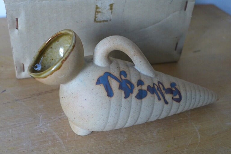 A Pair of Unusual, 1970s-Vintage, Japanese, Ceramic / Pottery Sake Pitchers / Serving Bottles.