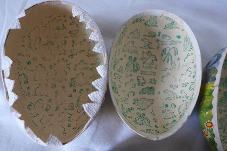 COLLECTIBLE/COLLECTABLE: VINTAGE Traditional EAST GERMANY (GDR) paper mache/papier-mâché Easter Eggs