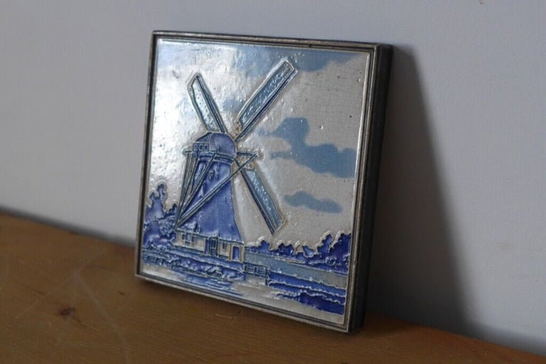COLLECTOR’S ITEM: VINTAGE 1940s WESTRAVEN UTRECHT CLOISONNE/CERAMIC/PORCELAIN WALL TILE from Holland