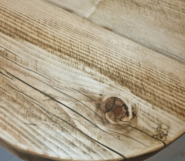 Chunky Round Rustic Side Table, with Steel Hairpin Legs