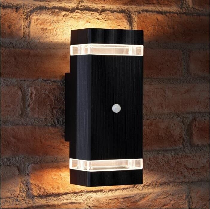 Modern Style Up & Down LED Wall Light With Sensor, Waterproof Function, Including 2 x GU10 Bulbs