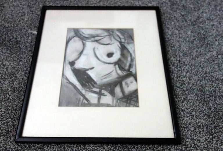 image for Unknown artist/ Untitled - Early 1990s framed original charcoal drawing