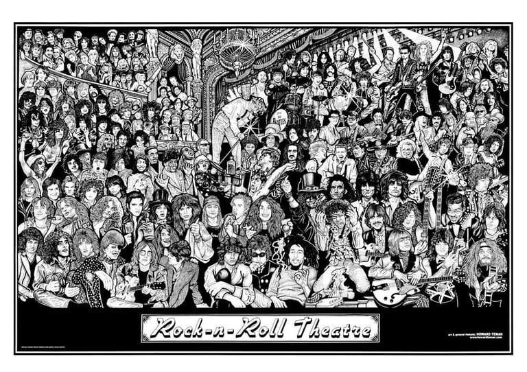 image for Rock n Roll Theatre Howard Teman High Quality Art Print Poster Home Wall Office Dorm Decor Man Cave