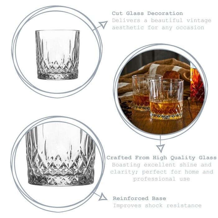 NEW Prysm Whisky Glasses - 330ml - Pack of 6 - By Argon Tableware