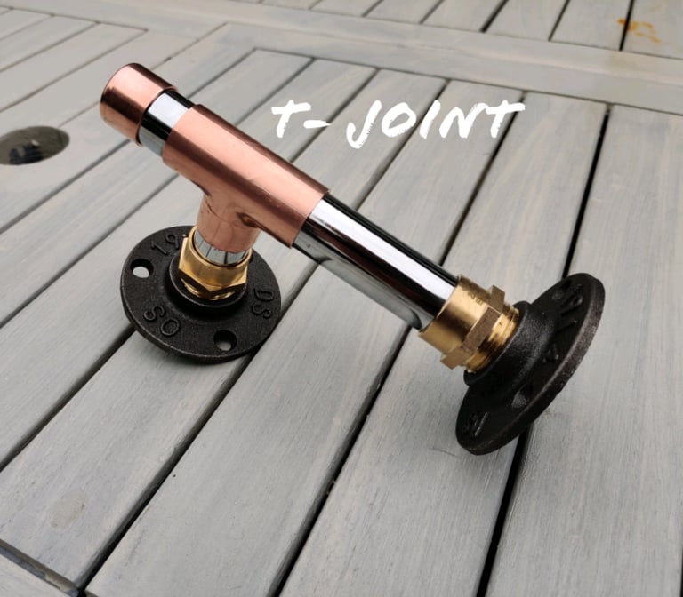 Industrial Designed Chrome & Copper Pipe Shelf Brackets