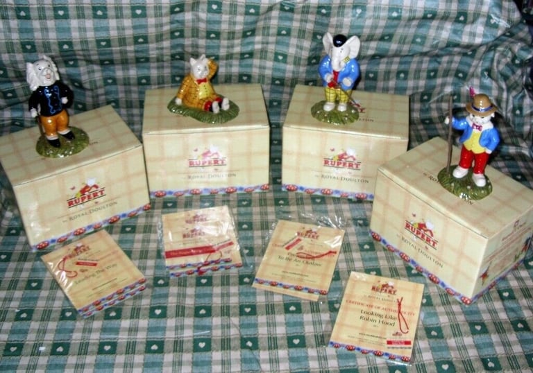 image for Royal Doulton china figures Rupert Bear boxed