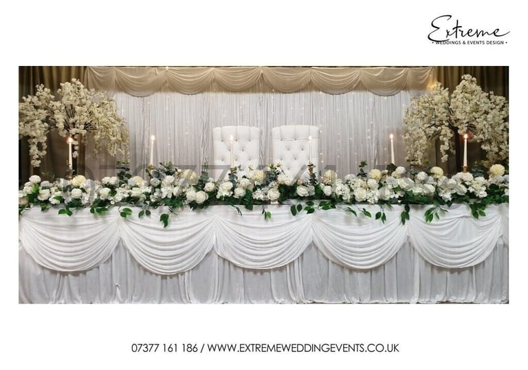 Wedding Decor, Chair Cover, Flowerwall, Backdrop, Chiavari, Centerpieces, Throne, Light, Linen