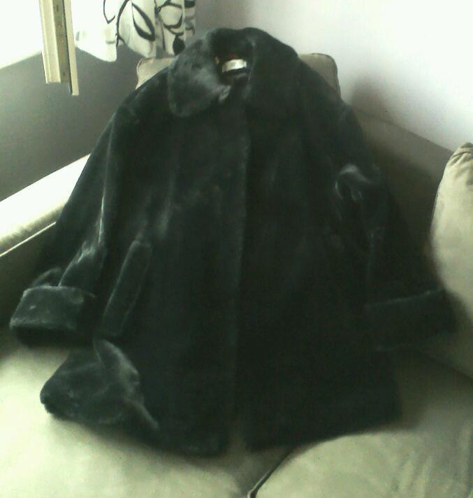 image for  Lady's Coat  ,Vintage style ,black fur imitation, size 14  #gumtreespringclearout