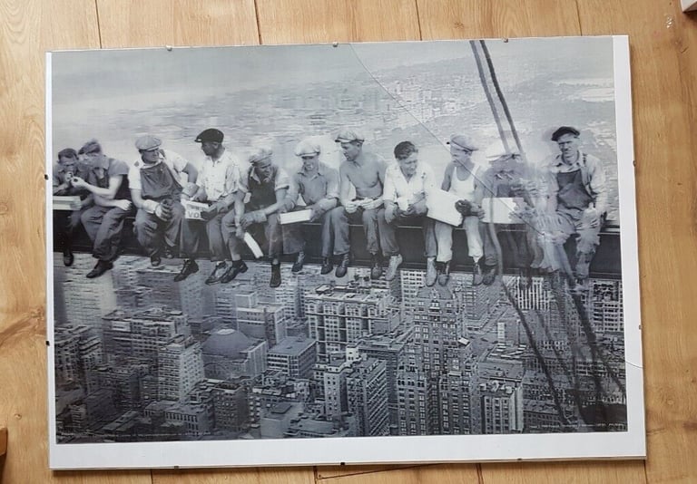 image for Lunch atop a skyscraper hologram print. Brand New. £15 o.n.o