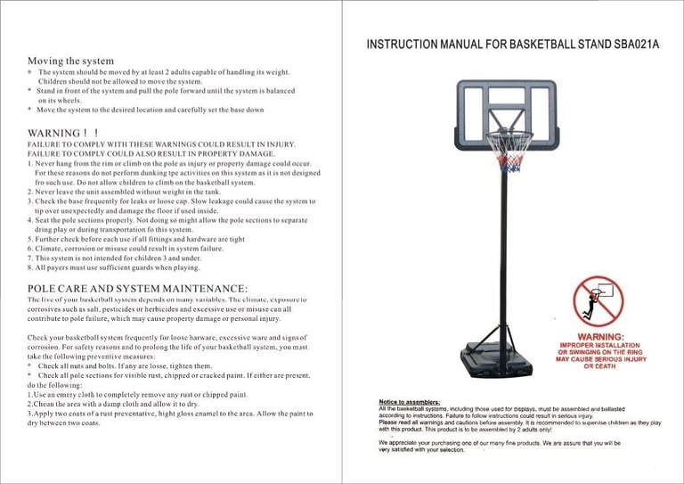 FULL SIZE BASKETBALL STAND £115
