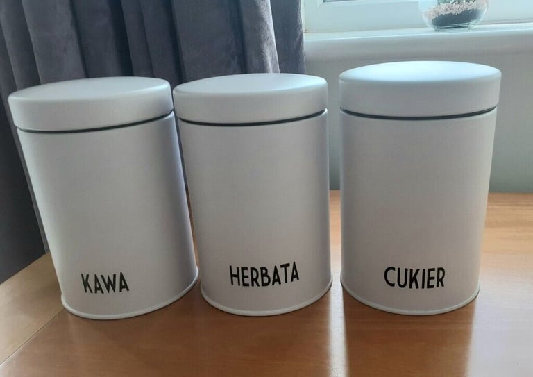Tea, coffee, sugar set . Polish language,  brand new
